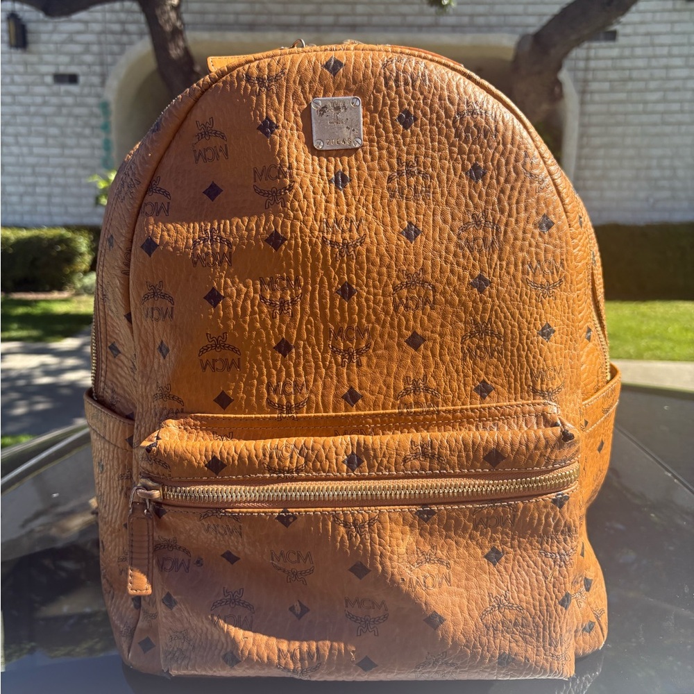 MCM Cognac Leather Backpack